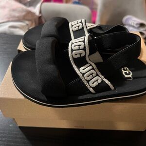 UGG Kids Black and White Sandals